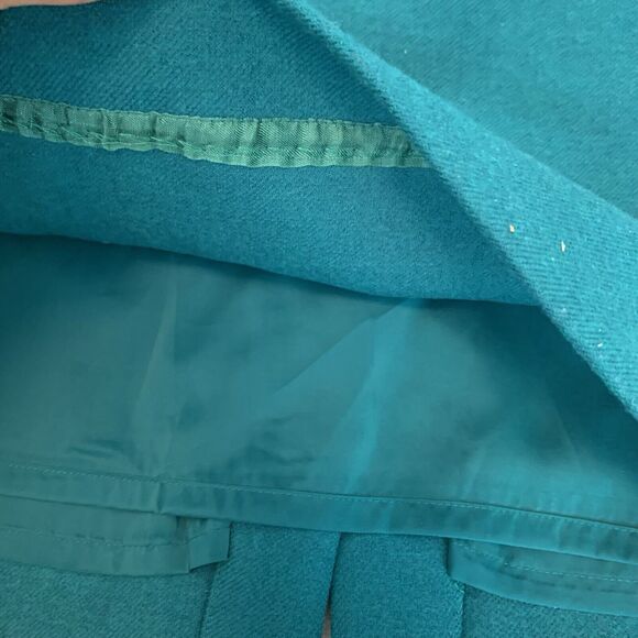 J. Crew The Pencil Skirt Teal Blue Green Emerald Straight Skirt Size 2 100% Wool - Picture 6 of 6